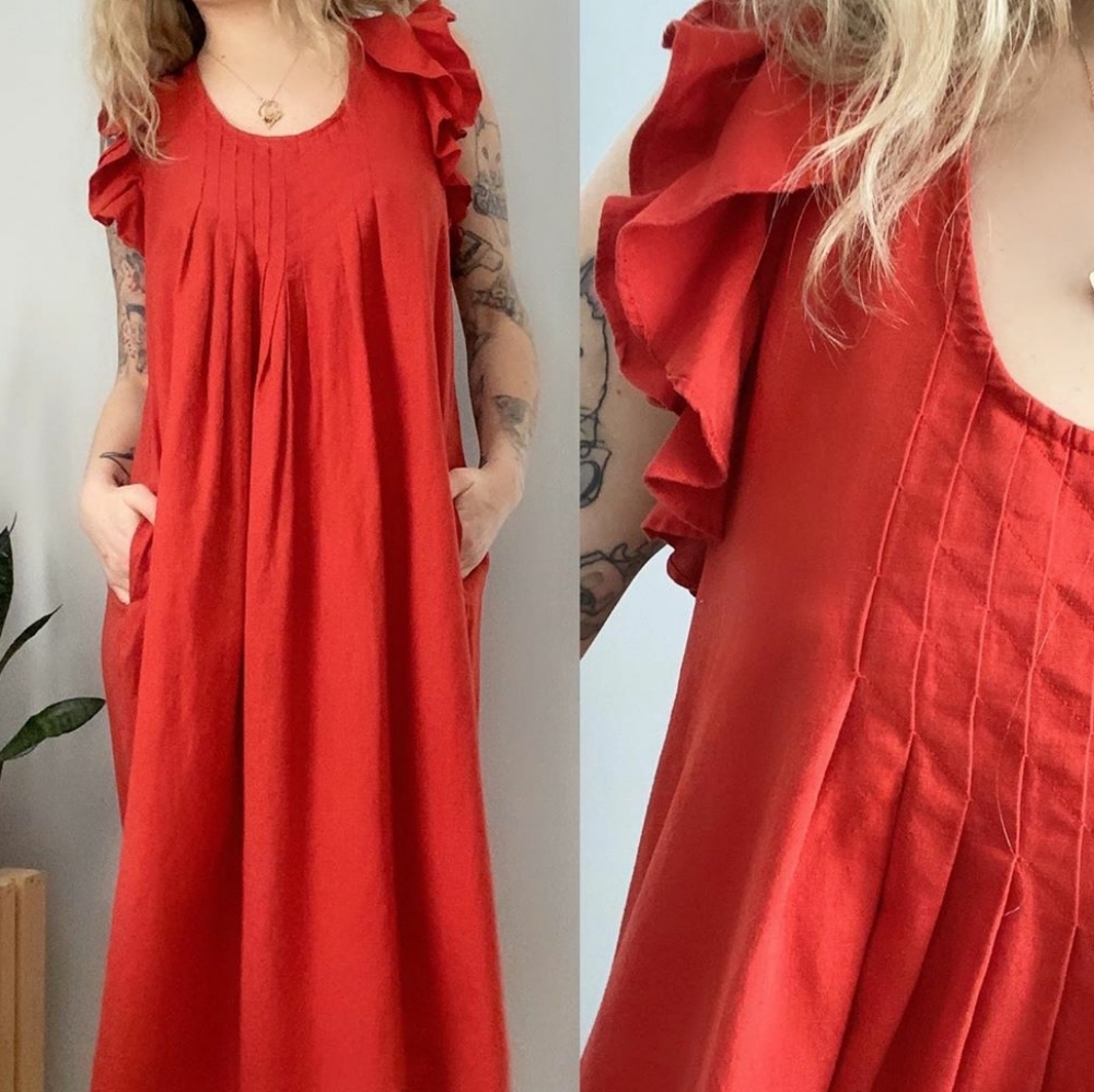 THE GREAT apple red summer dress